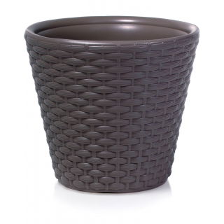 Doniczka okrągła Rato - lekka i ozdobna - 35 cm - umbra, ciemny brąz