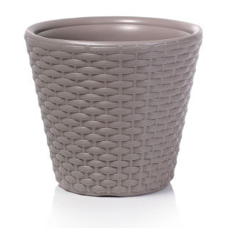 Doniczka okrągła Rato - lekka i ozdobna - 35 cm - mocca