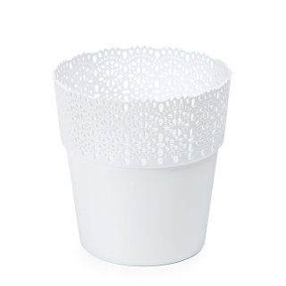 Osłonka z koronkowym wykończeniem, ażurowa Bella - 17 cm - biała