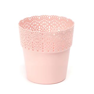 Osłonka z koronkowym wykończeniem, ażurowa Bella - 13 cm - pudrowy róż