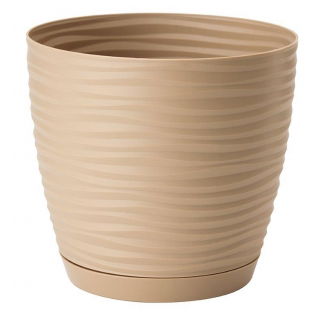 Doniczka okrągła + podstawka Sahara petit - 19 cm - cafe latte
