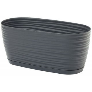 Doniczka podłużna + podstawka Sahara petit - 27 x 13 cm - antracyt