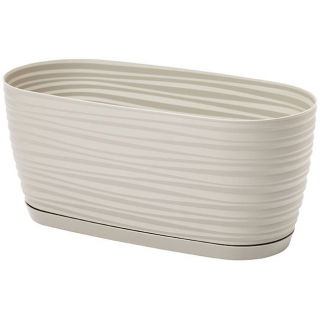 Doniczka podłużna + podstawka Sahara petit - 27 x 13 cm - jasnoszara