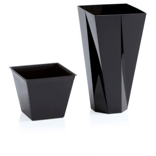 Doniczka kwadratowa wysoka Urbi Twist - 14 cm - czarna