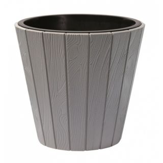 Doniczka okrągła Woode + wkład - 30 cm - kamienny szary