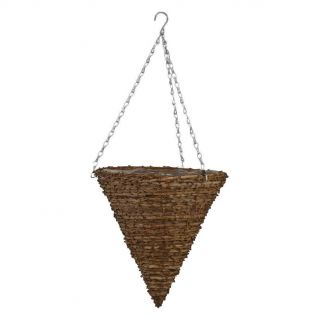 Kosz wiszący na kwiaty, pleciony rożek - 30 cm - model FL5330