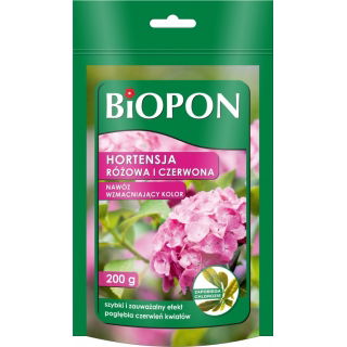 Nawóz wzmacniający kolor do hortensji czerwonej i różowej - Biopon - 200 g