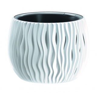 Doniczka okrągła + wkład Sandy Bowl - 18 cm - biały