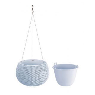 Doniczka okrągła wisząca Splofy Bowl - 29 cm - lodowy szary