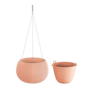 Doniczka okrągła wisząca Splofy Bowl - 29 cm - brzoskwiniowy