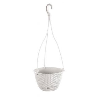 Doniczka okrągła wisząca + podstawka Splofy Round W - 23 cm - biały