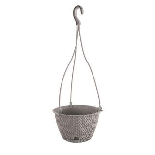 Doniczka okrągła wisząca + podstawka Splofy Round W - 23 cm - kamienny szary