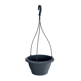 Doniczka okrągła wisząca + podstawka Respana W - 23,5 cm - antracyt
