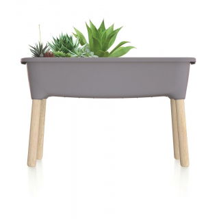 Domowy ogród na drewnianych nóżkach - Szklarenka domowa Respana Planter - 77 cm - kamienny szary