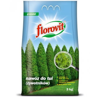 Nawóz do tui (żywotników) - szybki wzrost, intensywne wybarwienie - Florovit - 3 kg