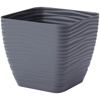 Doniczka kwadratowa + podstawka Sahara petit - 11 cm - antracyt