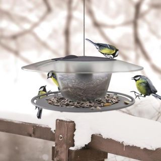 Karmnik dla ptaków z możliwością mocowania na trzonku - Birdyfeed Round - antracyt