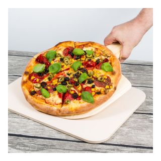 Kamień ceramiczny do pizzy z drewnianą łopatką - prostokątny 38 x 30,5 cm