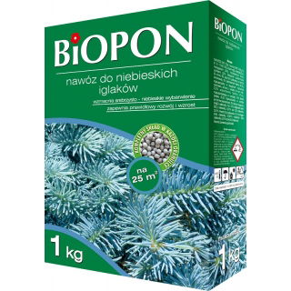 Nawóz do niebieskich iglaków - wzmacnia wybarwienie igieł - BIOPON - 1 kg
