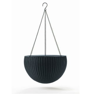 Doniczka wisząca - śr. 35 cm - rattanowa - antracyt