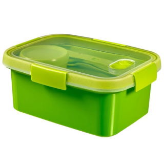 Pojemnik na żywność prostokątny ze sztućcami i pojemnikiem na sos - Smart To Go Lunch - 1,2 litra - zielony