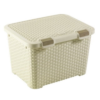 Pojemnik zamykany Rattan Style - 43 litrów - kremowy