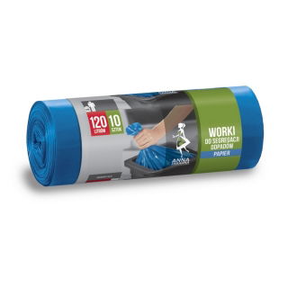 Worki na śmieci do segregacji odpadów niebieskie - PAPIER - 120 litrów - 10 szt.
