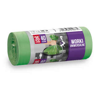Worki na śmieci zielone - UNIWERSALNE - 35 litrów - 40 szt. - HDLD
