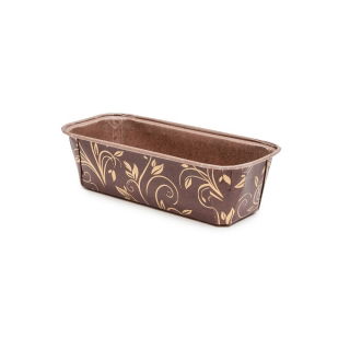 Foremka papierowa do pieczenia Plumpy - prostokątna - 19,9 x 7,3 x 6,2 cm - brązowa z nadrukiem