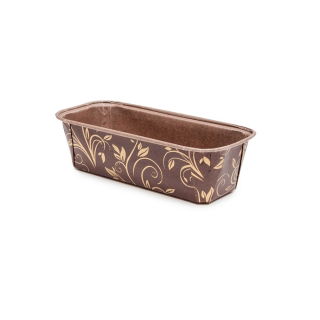 Foremka papierowa do pieczenia Plumpy - prostokątna - 15,8 x 5,5 x 5,2 cm - brązowa z nadrukiem - 20 szt.
