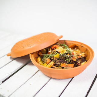 Kamionka - garnek rzymski - idealny do pieczenia - 4 l - okrągły - brązowy