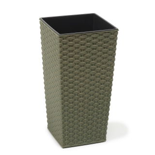 Doniczka ekologiczna z domieszką drewna - Finezja Eco - 25 cm - rattan - zielona leśna