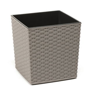 Doniczka ekologiczna z domieszką drewna - Juka Eco - 19 cm - rattan - szara