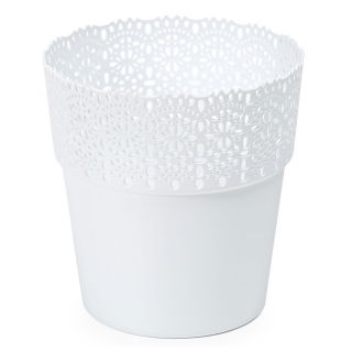 Osłonka z koronkowym wykończeniem, ażurowa Bella - 13 cm - biała