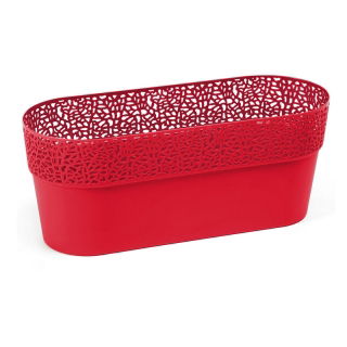 Osłonka z koronkowym wykończeniem, ażurowa Rosa - 30 x 11,7 cm - czerwona