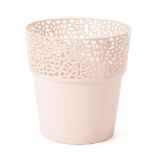 Osłonka z koronkowym wykończeniem, ażurowa Rosa - 17 cm - jasny beżowy
