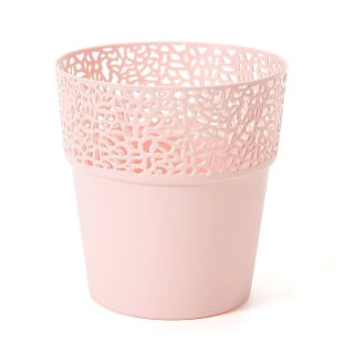 Osłonka z koronkowym wykończeniem, ażurowa Rosa - 17 cm - pudrowy róż