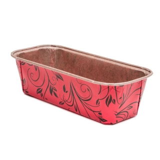 Foremka papierowa do pieczenia Plumpy - prostokątna - 15,8 x 5,5 x 5,2 cm - czerwona z nadrukiem - 6 szt.