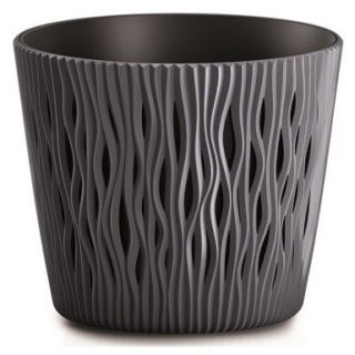 Doniczka okrągła + wkład Sandy Round - 19 cm - antracyt