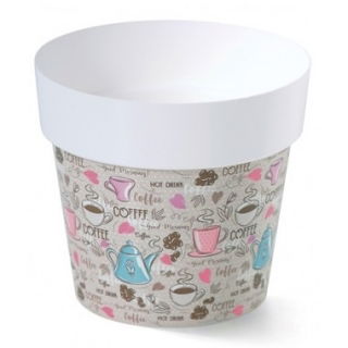 Doniczka okrągła z nadrukiem - 13 cm - motyw coffee M1