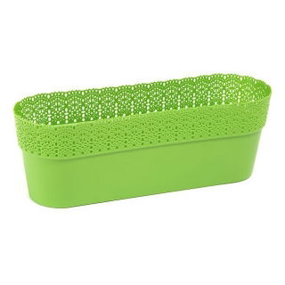 Osłonka z koronkowym wykończeniem, ażurowa Bella - 30 x 11,7 cm - jasny zielony