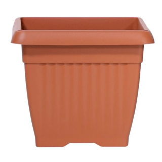 Doniczka zewnętrzna kwadratowa Terra 24 cm + podstawka - terakota