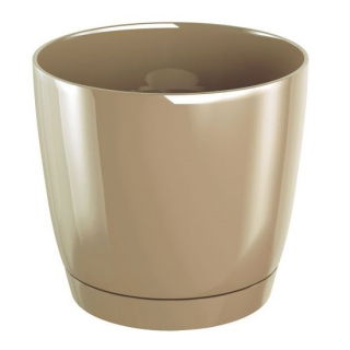Doniczka okrągła + podstawka Coubi - 10 cm - kawa z mlekiem