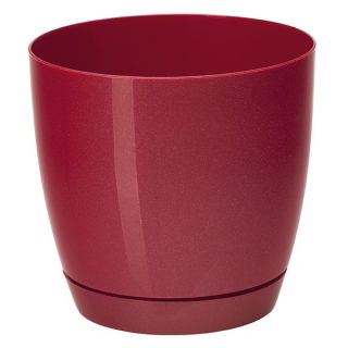 Doniczka okrągła + podstawka Toscana - 22 cm - czerwona metaliczna