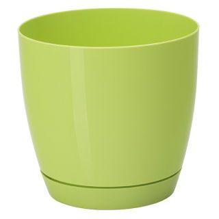 Doniczka okrągła + podstawka Toscana - 15 cm - jasnozielona
