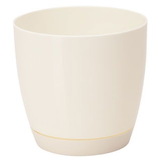 Doniczka okrągła + podstawka Toscana - 13 cm - kremowa