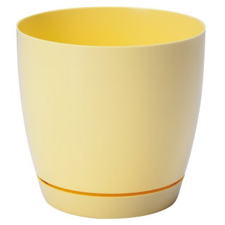 Doniczka okrągła + podstawka Toscana - 11 cm - żółta pastelowa