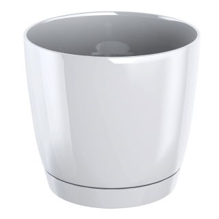 Doniczka okrągła + podstawka Coubi - 18 cm - biała
