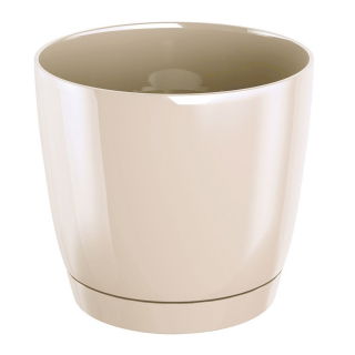 Doniczka okrągła + podstawka Coubi - 10 cm - kremowa