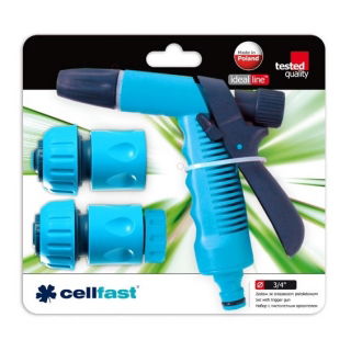 Zestaw przyłączy ze zraszaczem pistoletowym - 3/4" - CELLFAST